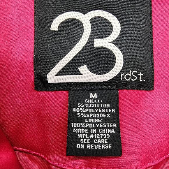 23rd Street Jacket Womens M Hot Pink Satin Sheen Double Breasted Trench Coat - Picture 4 of 11